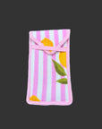 Citrus Stripe Handblock Quilted Sunglass Case – 7x4 Inch