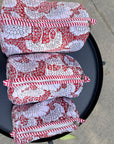 Scarlet Bloom Cotton Quilted Pouch Set (Set of 3)
