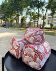 Scarlet Bloom Cotton Quilted Pouch Set (Set of 3)