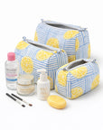 Lemon Breeze Cotton Quilted Pouch Set (Set of 3)