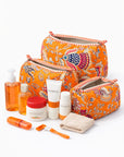 Marigold Bloom Cotton Quilted Pouch Set (Set of 3)