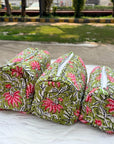 Bloom Garden Handblocked Cotton Quilted Pouch Set of 3