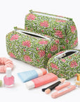 Bloom Garden Handblocked Cotton Quilted Pouch Set of 3