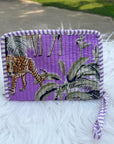 Lavender Wild Leopard Quilted Cotton Handblocked Wallet