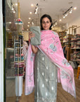 Elegant Floral Embroidered Suit Set in Pastel Shades