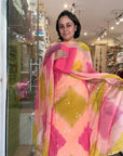 Vibrant  Tie-Dye Suit Set with Floral Embroide