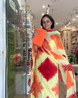 Vibrant  Tie-Dye Suit Set with Floral Embroide
