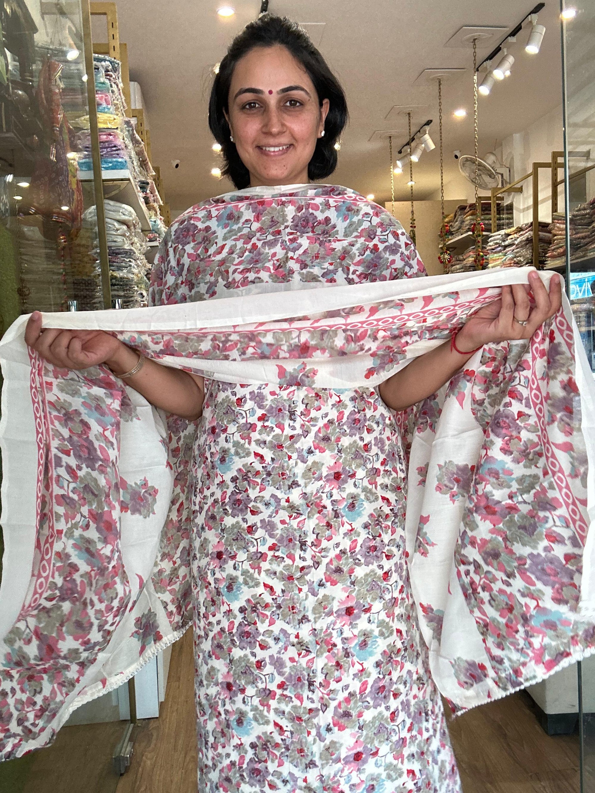 Refreshing Floral Print Suit Set in Aqua Blue and six other color