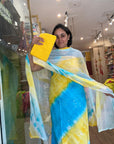 Vibrant Butterfly Print Tie-Dye Suit Set with Dupatta