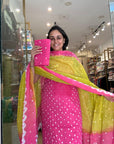 Bold Tie-Dye Suit Set with Traditional Motifs