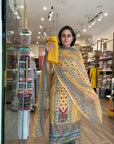 Colorful Geometric and Paisley Print Suit Set with Vibrant Dupatta