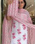 Elegant Floral Embroidered Suit Set with Chevron Dupatta