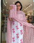 Elegant Floral Embroidered Suit Set with Chevron Dupatta