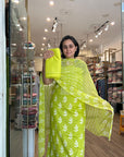 Soft Floral Print Suit Set with Sheer Dupatta
