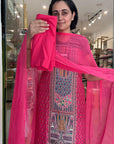 Elegant  Printed Suit Set with Intricate Border Details