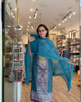 Elegant  Printed Suit Set with Intricate Border Details