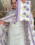 Elegant Floral Print Cotton Kurta Set
