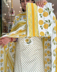 Elegant Floral Print Cotton Kurta Set