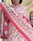 Rose Red Floral Elegance Cotton Suit Set