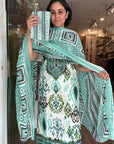Lavender Grace Ikat-Inspired Cotton Suit Set