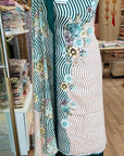 Terracotta Bloom Striped Floral Printed Suit Set with Elegant Draped Dupatta
