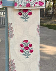 Blush Mughal Floral – Handblock Cotton King Size Bedsheet (100×108 inches)