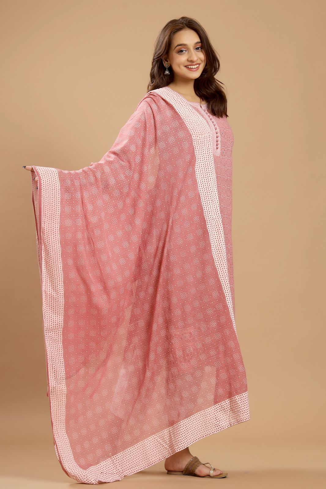 Graceful Harmony - Lavender, Pink, and Grey Cotton Suit Set by Vastra by Monty