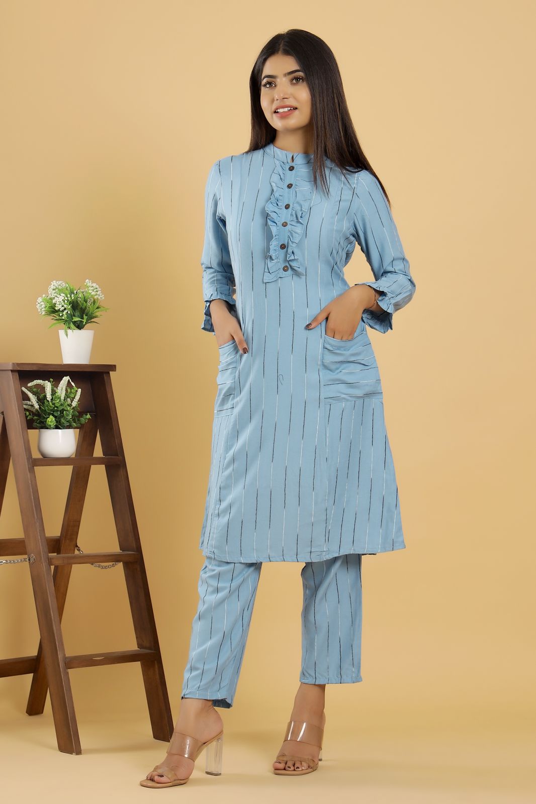 Pastel Panorama - Sky Blue, Green, and Navy Coordinated Set by Vastra by Monty