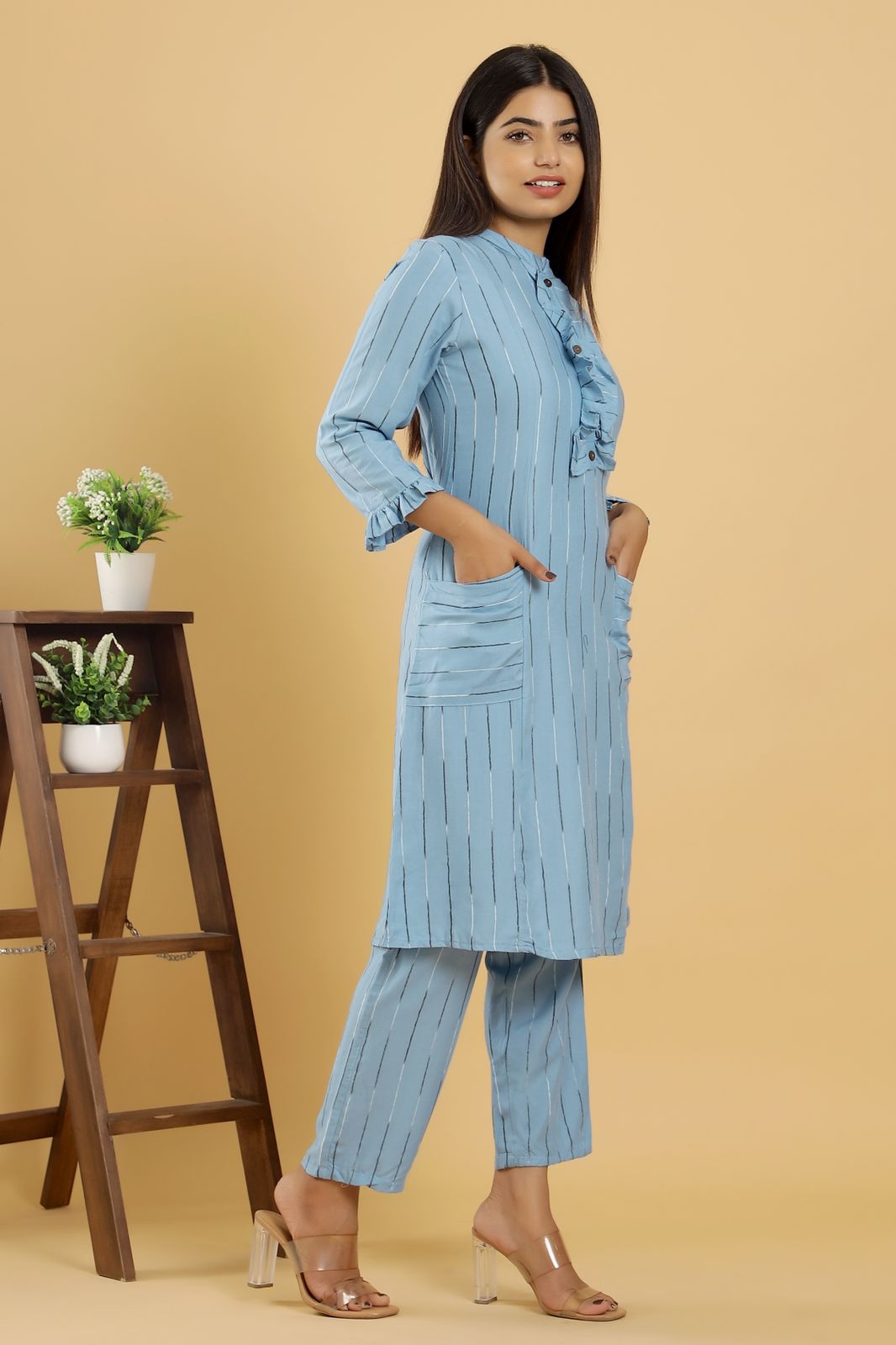 Pastel Panorama - Sky Blue, Green, and Navy Coordinated Set by Vastra by Monty