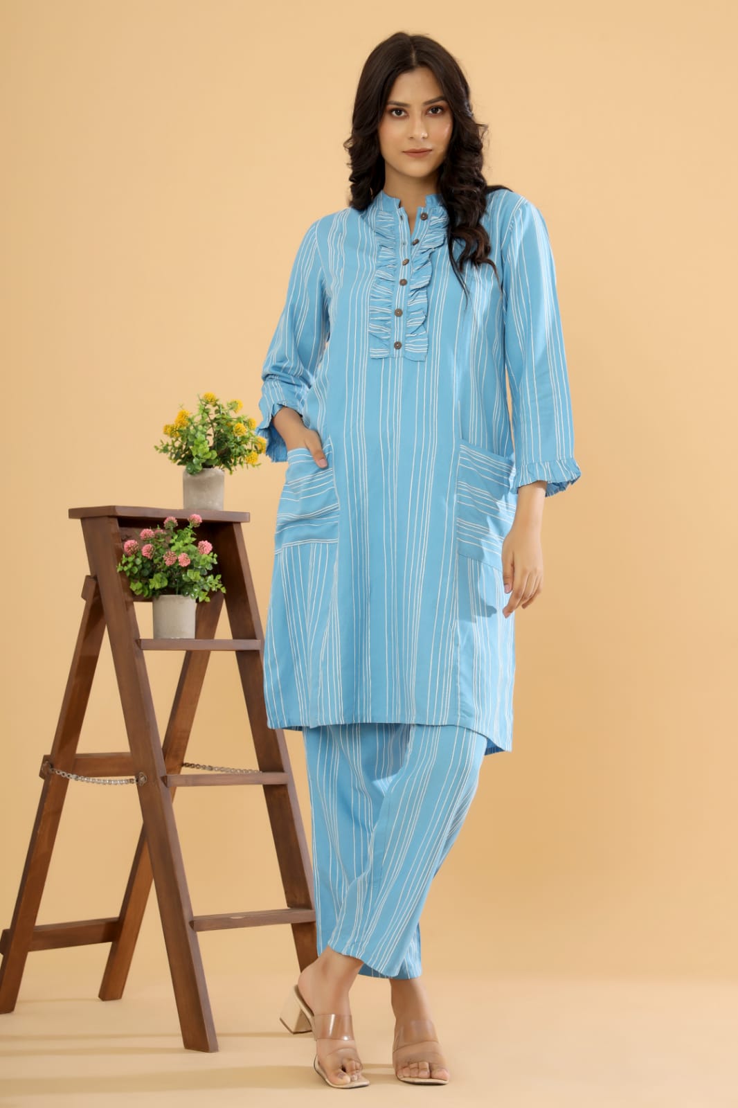 Pastel Panorama - Sky Blue, Green, and Navy Coordinated Set by Vastra by Monty
