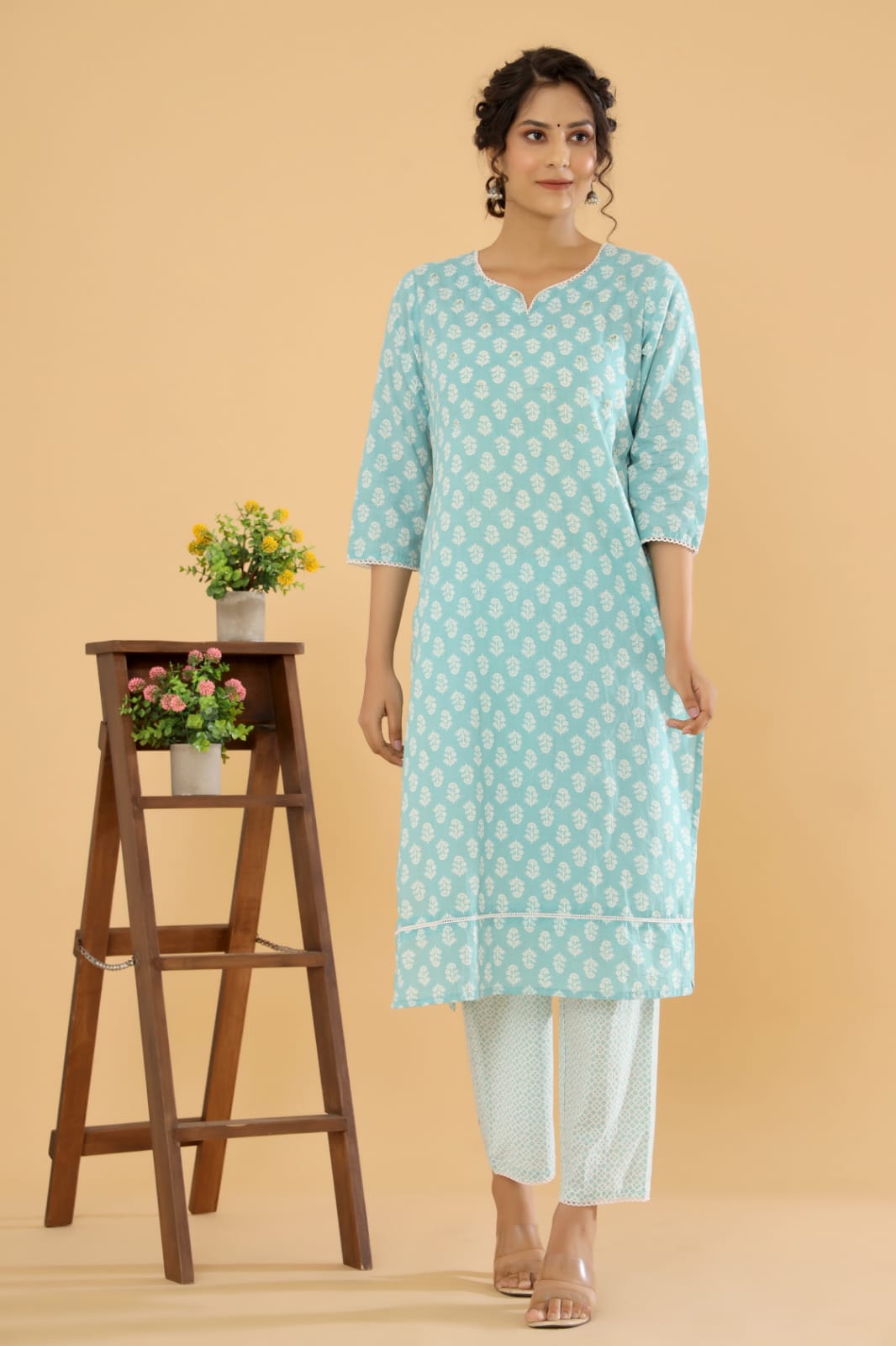 Lotus Fusion - Blue, Green, and Purple Cotton Suit Set by Vastra by Monty
