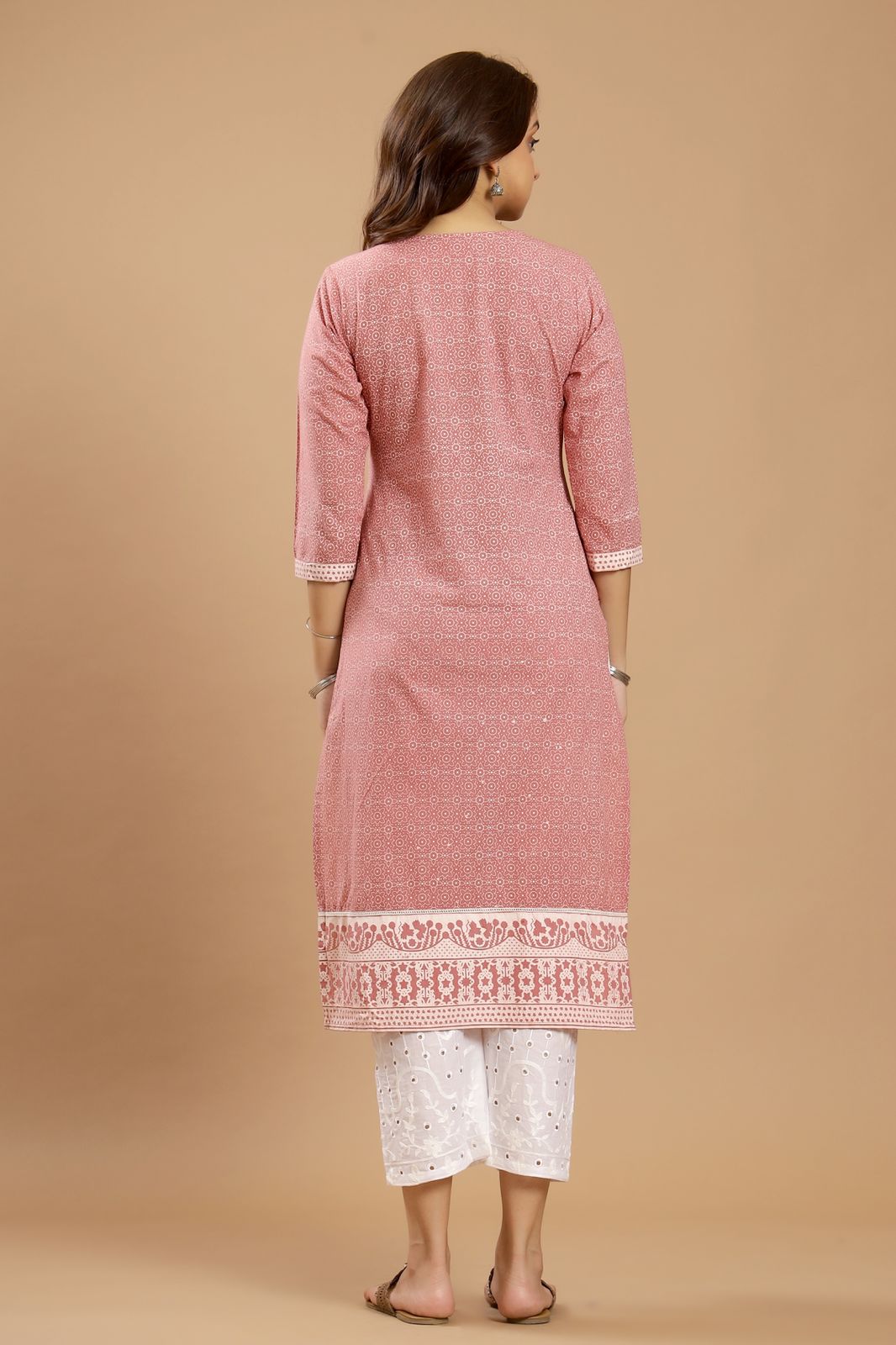 Graceful Harmony - Lavender, Pink, and Grey Cotton Suit Set by Vastra by Monty