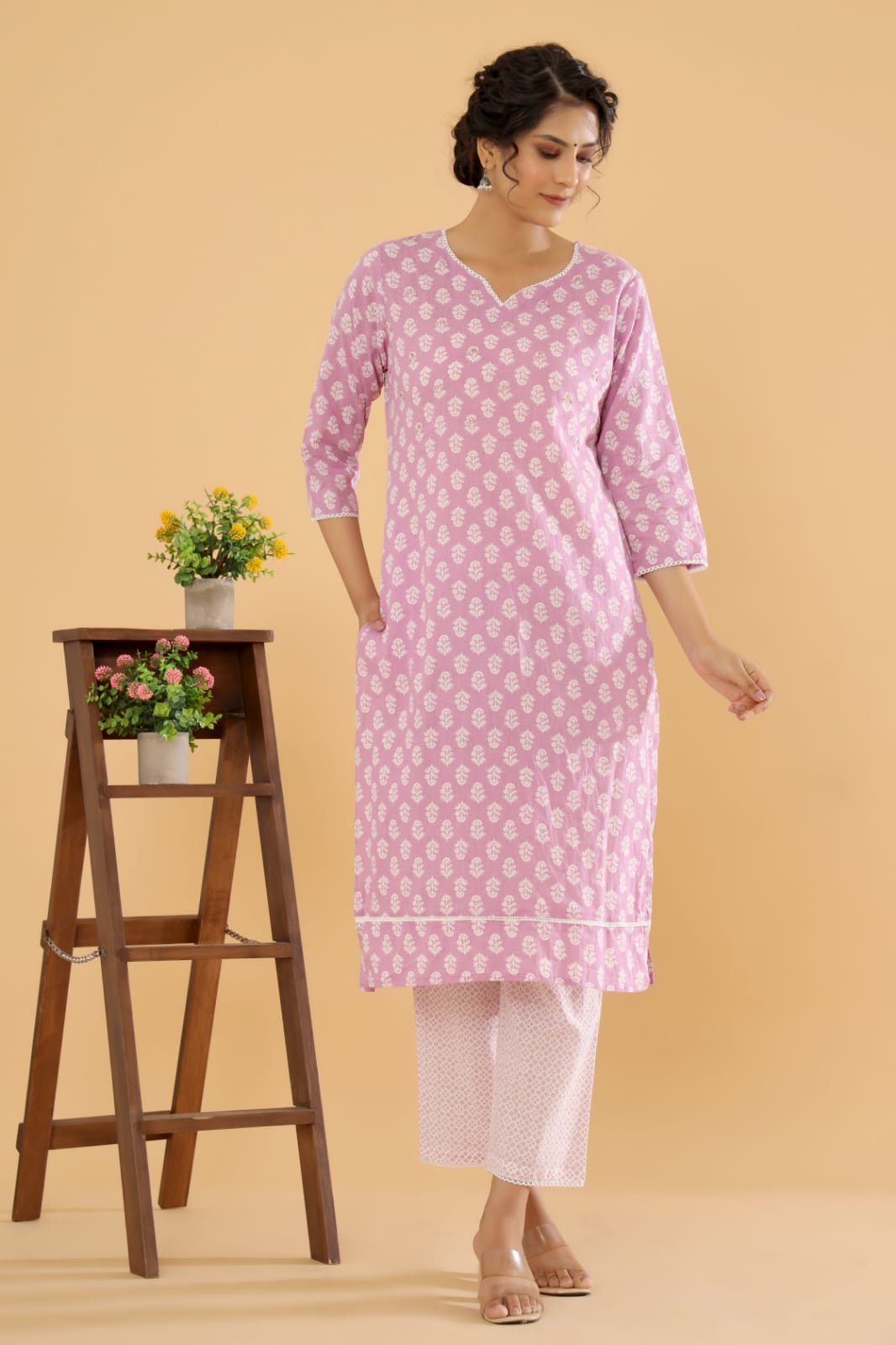 Lotus Fusion - Blue, Green, and Purple Cotton Suit Set by Vastra by Monty