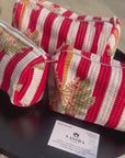 Handblocked-quilted Cotton Pouch Set OF 3