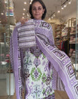 Lavender Grace Ikat-Inspired Cotton Suit Set
